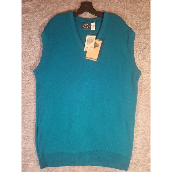 Jantzen Other - NWT JANTZEN Mens XL Sweater Vest Tall Teal V Neck Acrylic Made in USA Vintage